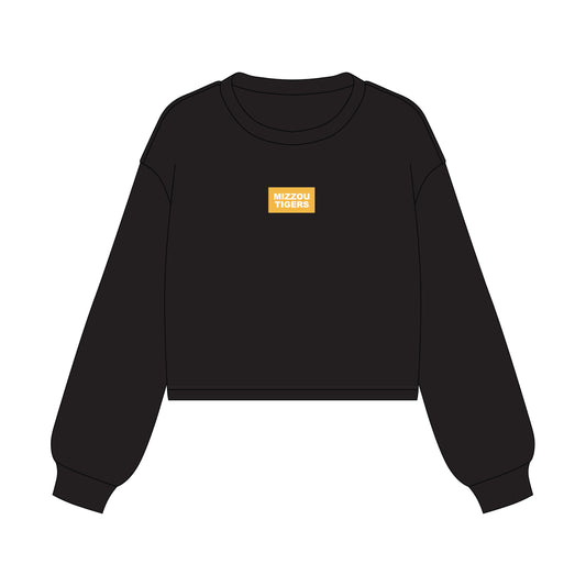 The Becca Boxy Crewneck Mizzou Tigers Woven Label | Black