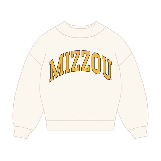 The Madi Classic Mockneck Mizzou Applique | Bone