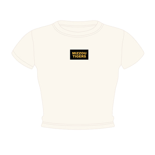 The Raegan Ribbed Baby Tee Mizzou Tigers Woven Label | Bone