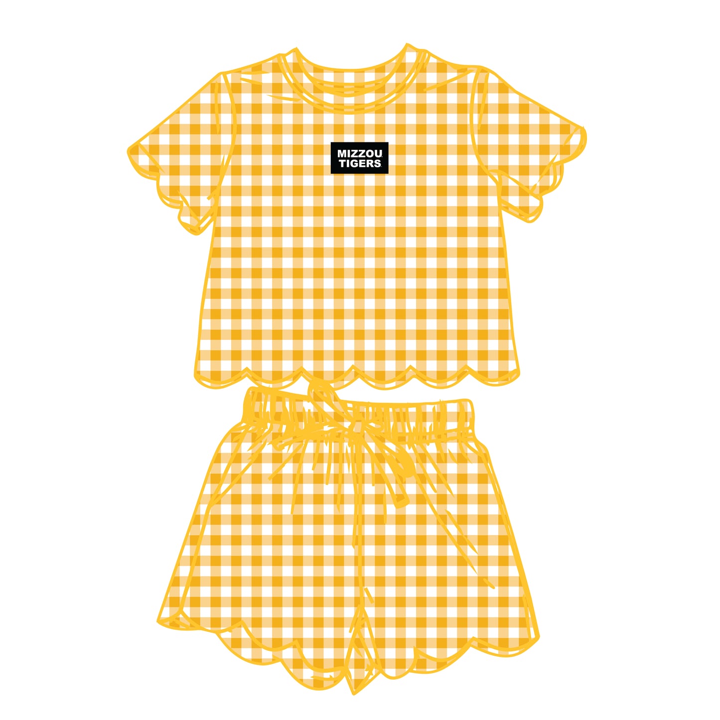 The Sue Scalloped Set Mizzou Tigers | Youth Gold