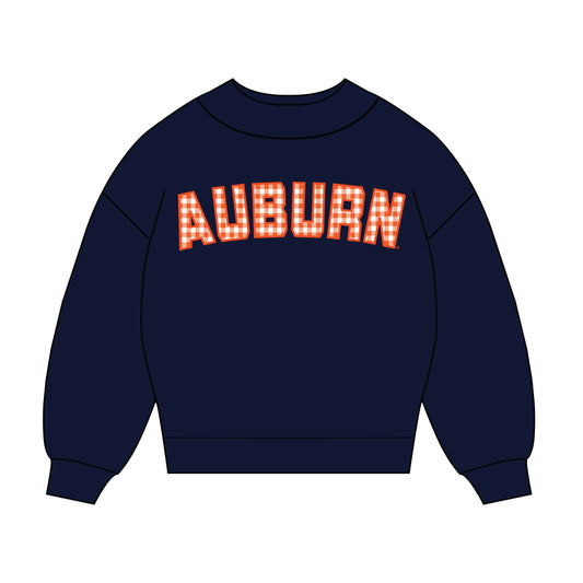 The Mallory Gingham Mockneck Auburn | Navy