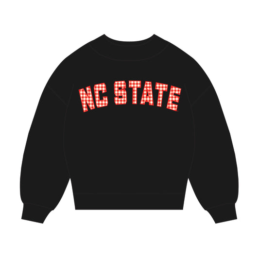 The Mallory Gingham Mockneck NC State | Black