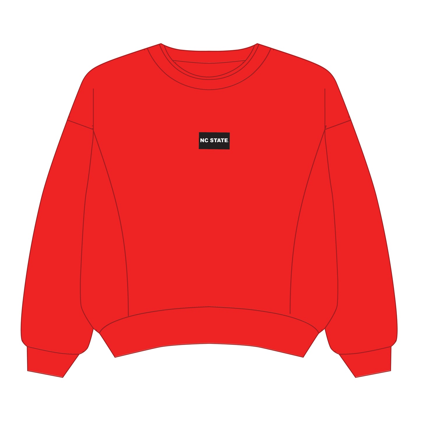 The Molly Corded Crew NC State Woven Label | Bright Red