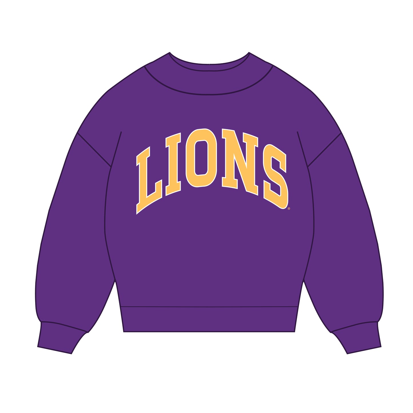 The Madi Classic Mockneck Lions Applique | Youth Purple
