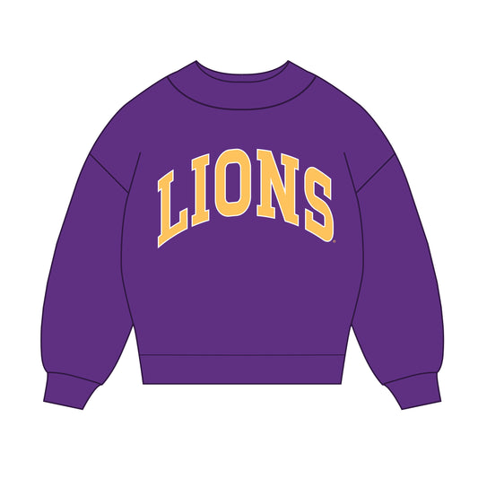 The Madi Classic Mockneck Lions Applique | Purple