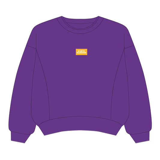 The Molly Corded Crew North Alabama Woven Label | Purple