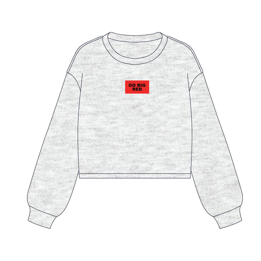 The Becca Boxy Crewneck Go Big Red Woven Label | Ash