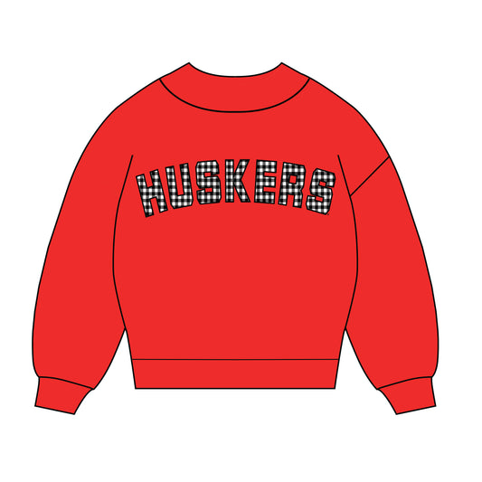 The Mallory Gingham Mockneck Huskers | Youth Bright Red