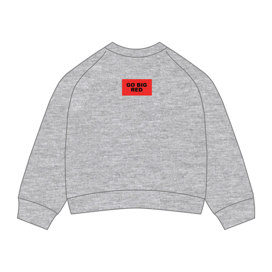The Ava Airy Crewneck Go Big Red Woven Label | Heather Grey