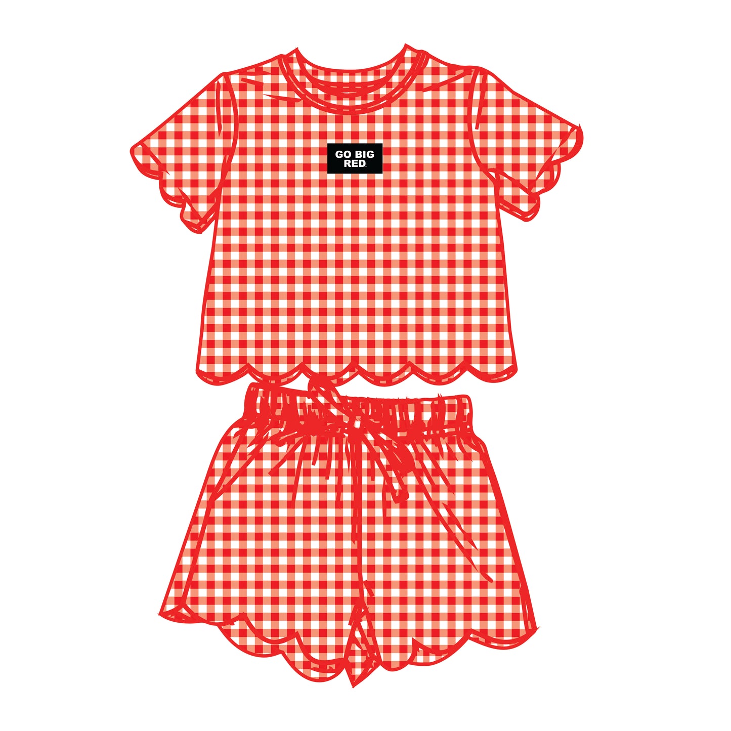 The Sue Scalloped Set Go Big Red | Youth Bright Red