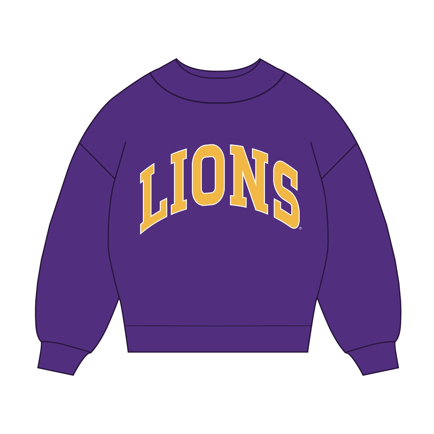 The Madi Classic Mockneck Lions Applique | Purple