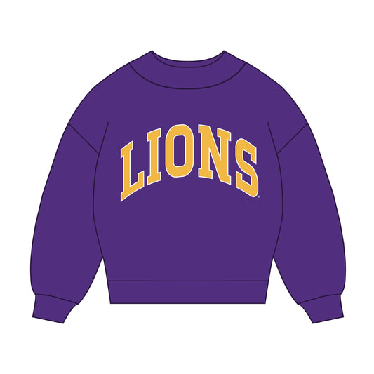 The Madi Classic Mockneck Lions Applique | Purple