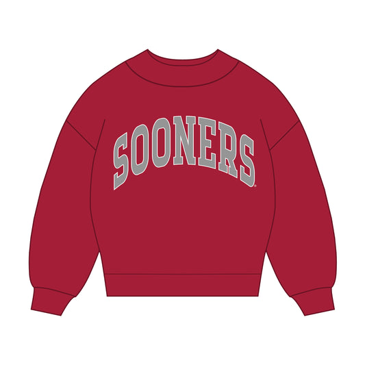 The Madi Classic Mockneck Sooners Applique | Crimson