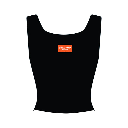 The Alli Ribbed Tank Oklahoma State Woven Label | Black
