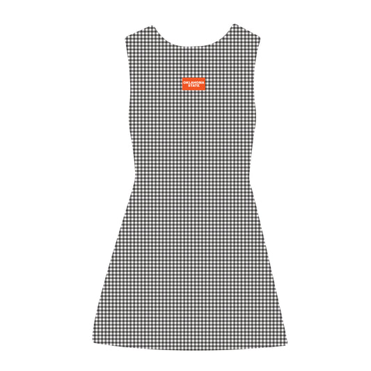 The Grace Gingham Dress Oklahoma State Woven Label | Black