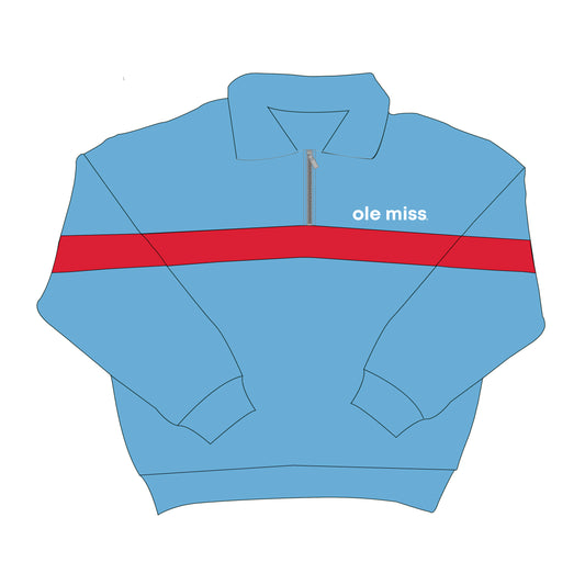 The Heather Half Zip Ole Miss | Light Blue