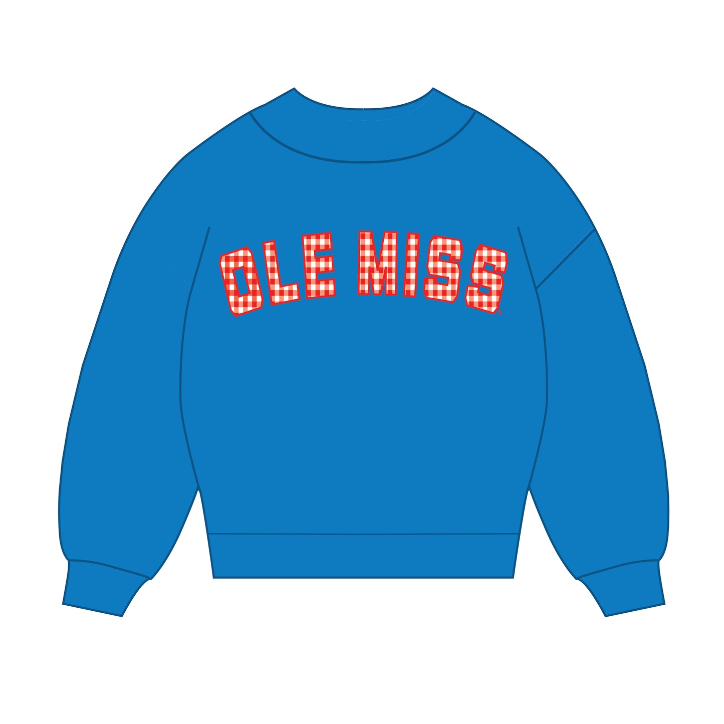 The Mallory Gingham Mockneck Ole Miss | Powder Blue