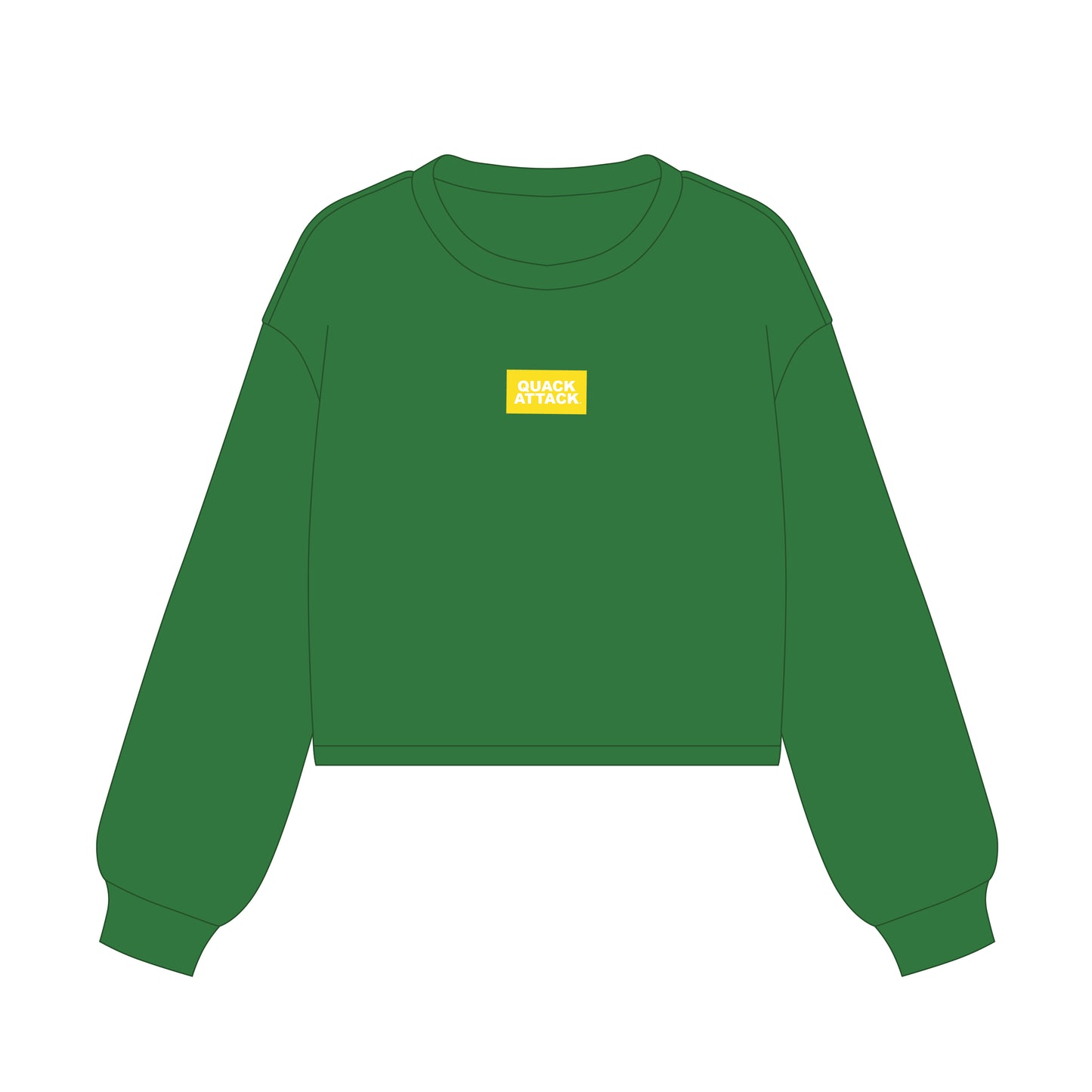 The Becca Boxy Crewneck Quack Attack Woven Label | Kelly Green