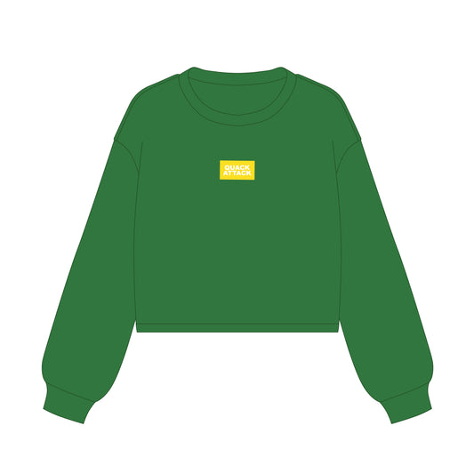 The Becca Boxy Crewneck Quack Attack Woven Label | Youth Kelly Green
