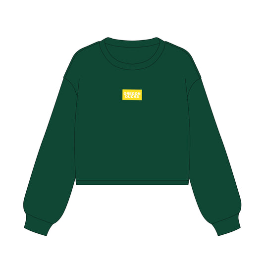 The Becca Boxy Crewneck Oregon Ducks Woven Label | Youth Dark Green