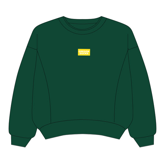 The Molly Corded Crew Oregon Ducks Woven Label | Dark Green