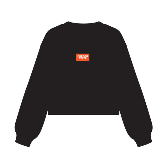 The Becca Boxy Crewneck Oregon State Woven Label | Youth Black