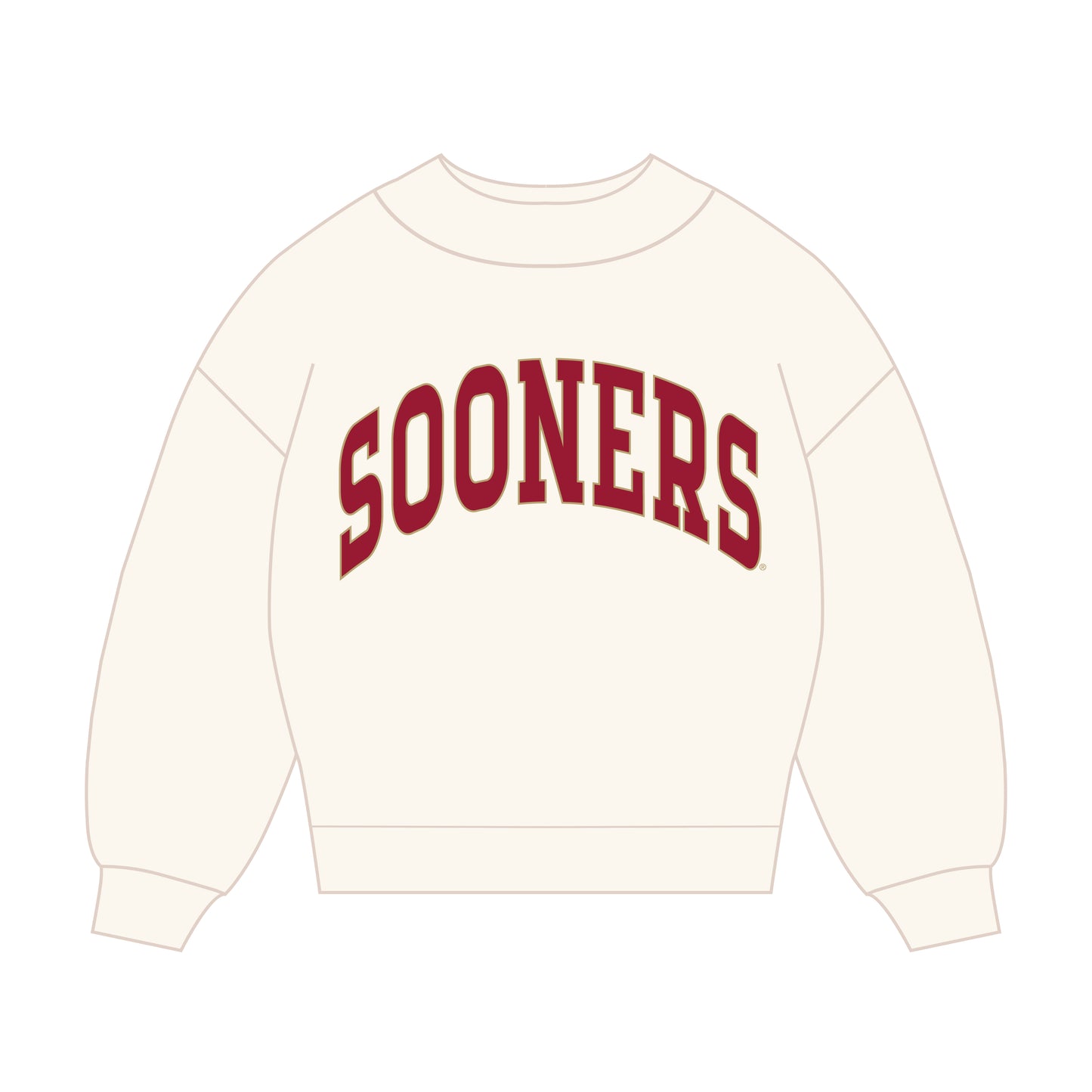 The Madi Classic Mockneck Sooners Applique | Bone