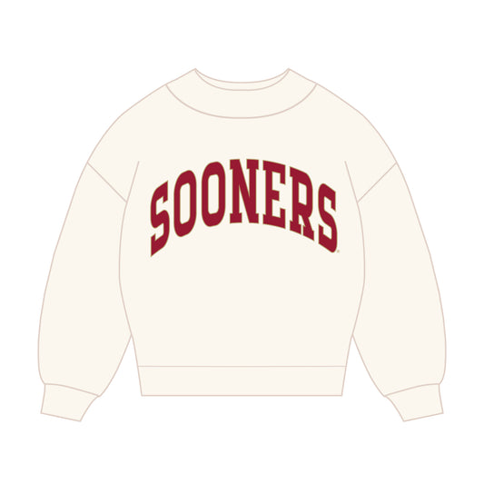 The Madi Classic Mockneck Sooners Applique | Bone