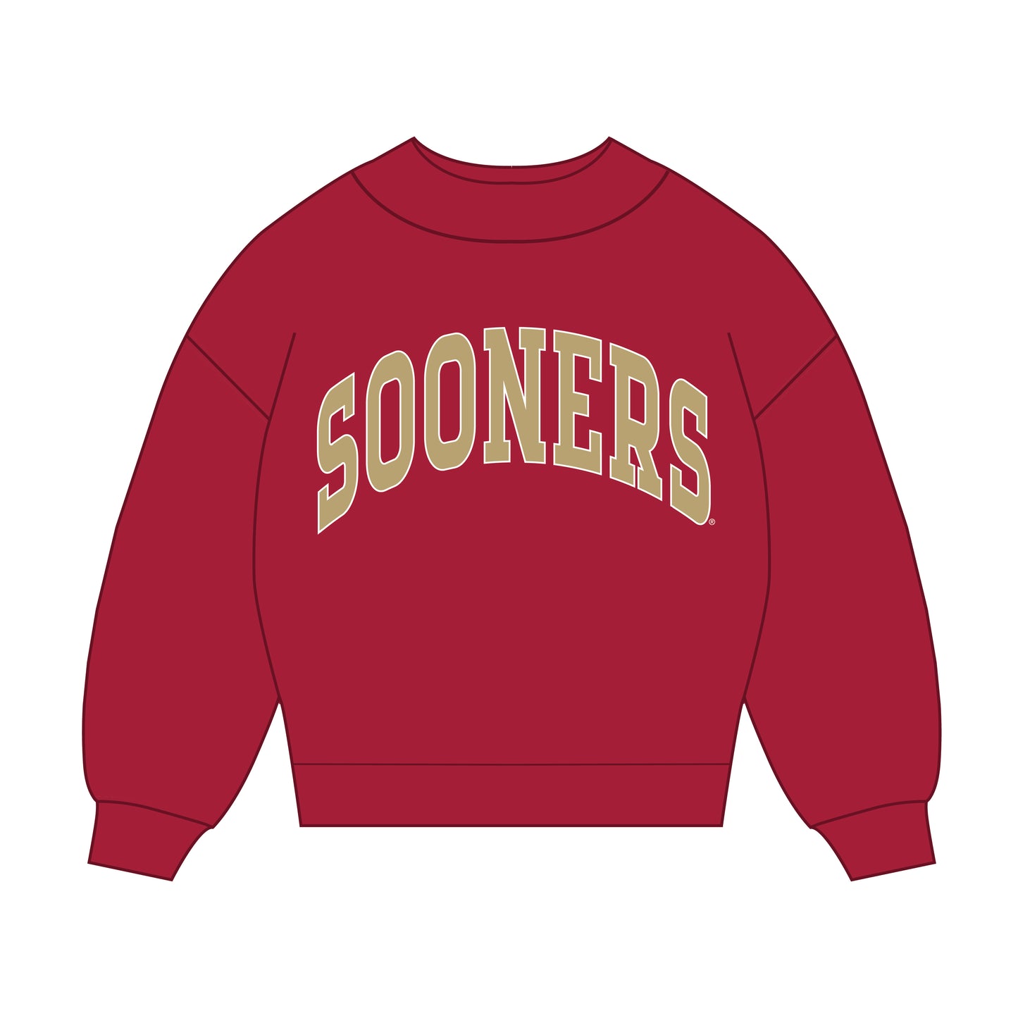 The Madi Classic Mockneck Sooners Applique | Youth Crimson