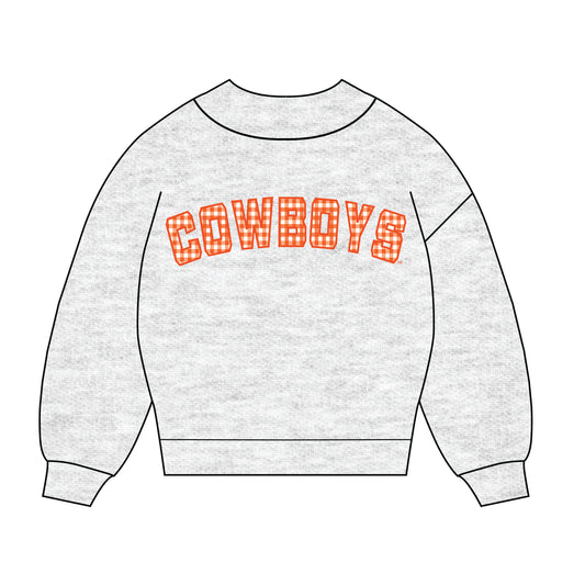 The Mallory Gingham Mockneck Oklahoma State | Ash