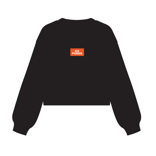 The Becca Boxy Crewneck Go Pokes Woven Label | Black
