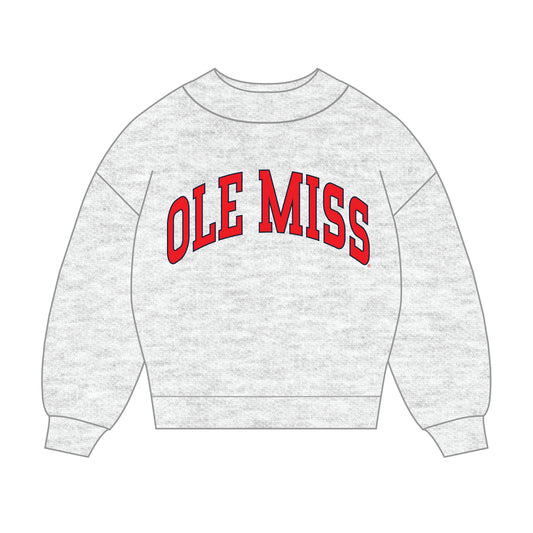 The Madi Classic Mockneck Ole Miss Applique | Youth Ash