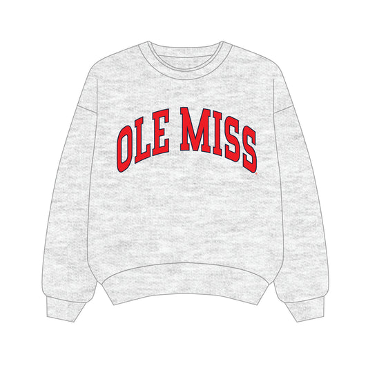 The Olivia Oversized Crewneck Ole Miss | Youth Ash