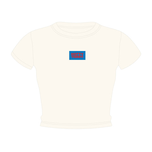 The Raegan Ribbed Baby Tee Hotty Toddy Woven Label | Bone