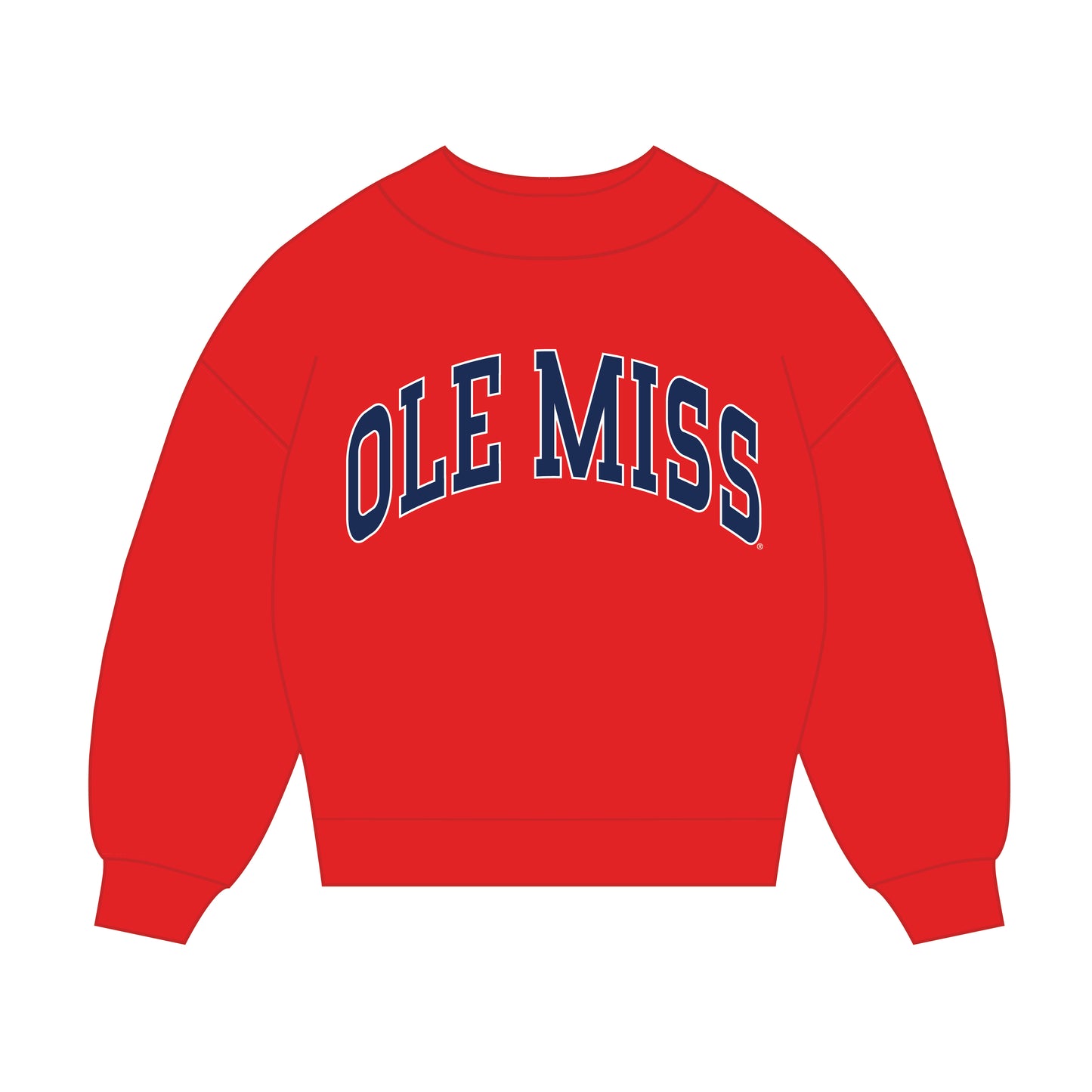 The Madi Classic Mockneck Ole Miss Applique | Youth Bright Red
