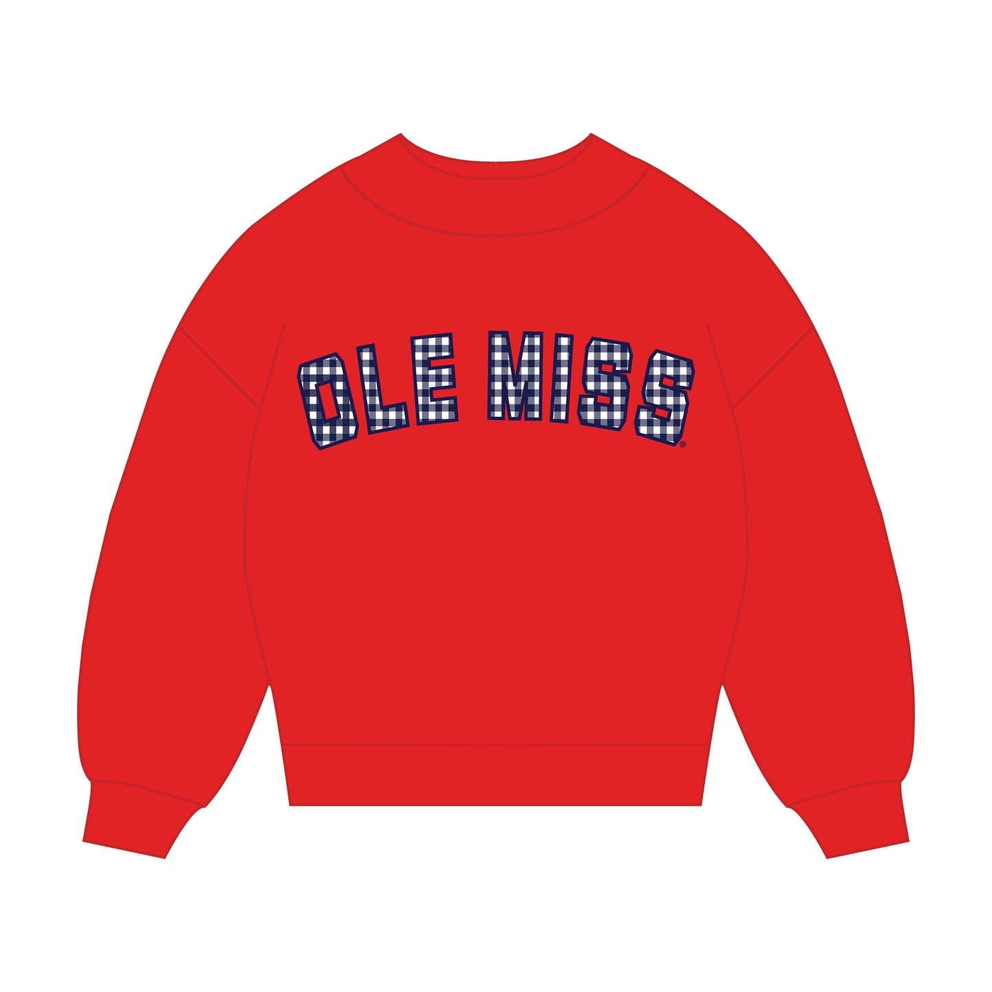 The Mallory Gingham Mockneck Ole Miss | Youth Bright Red