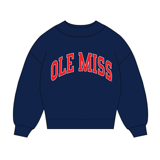 The Madi Classic Mockneck Ole Miss Applique | Navy