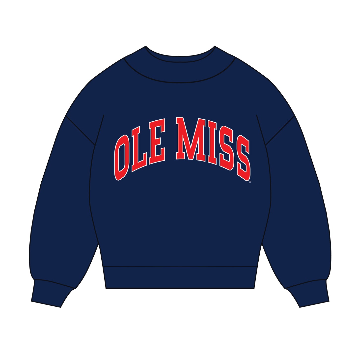 The Madi Classic Mockneck Ole Miss Applique | Youth Navy