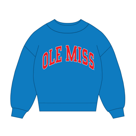 The Madi Classic Mockneck Ole Miss Applique | Powder Blue