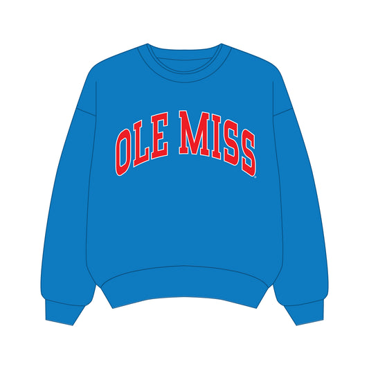 The Olivia Oversized Crewneck Ole Miss | Youth Powder Blue