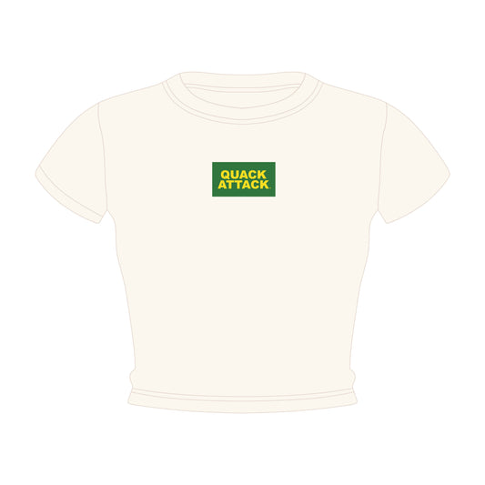 The Raegan Ribbed Baby Tee Quack Attack Woven Label | Bone