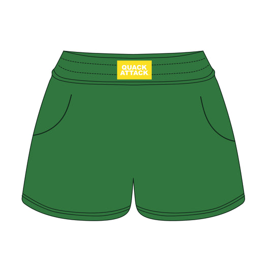 The Ava Airy Shorts Quack Attack Woven Label | Kelly Green