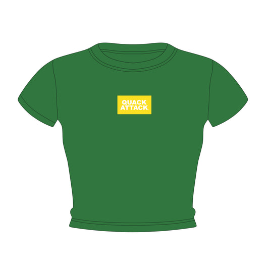 The Raegan Ribbed Baby Tee Quack Attack Woven Label | Kelly Green