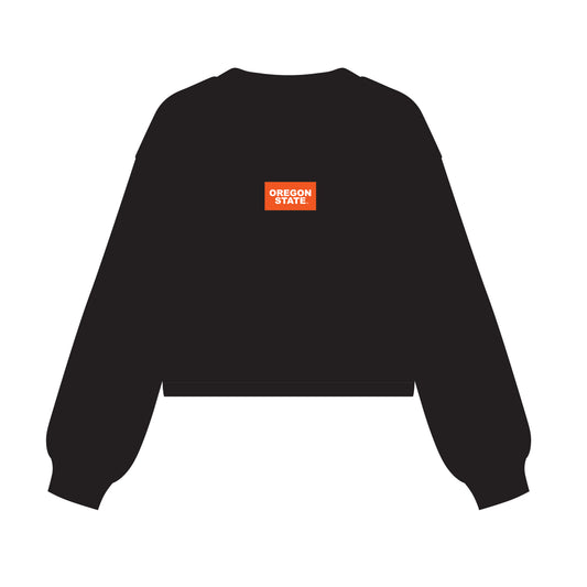 The Becca Boxy Crewneck Beaver Fever Woven Label | Black