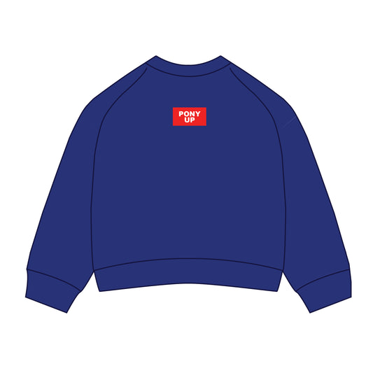 The Ava Airy Crewneck Pony Up Woven Label | Royal Blue