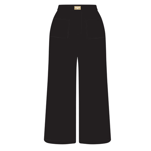 The Ava Airy Pants Boiler Up Woven Label | Black