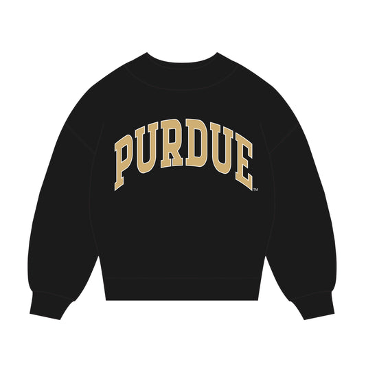 The Madi Classic Mockneck Purdue Applique | Black