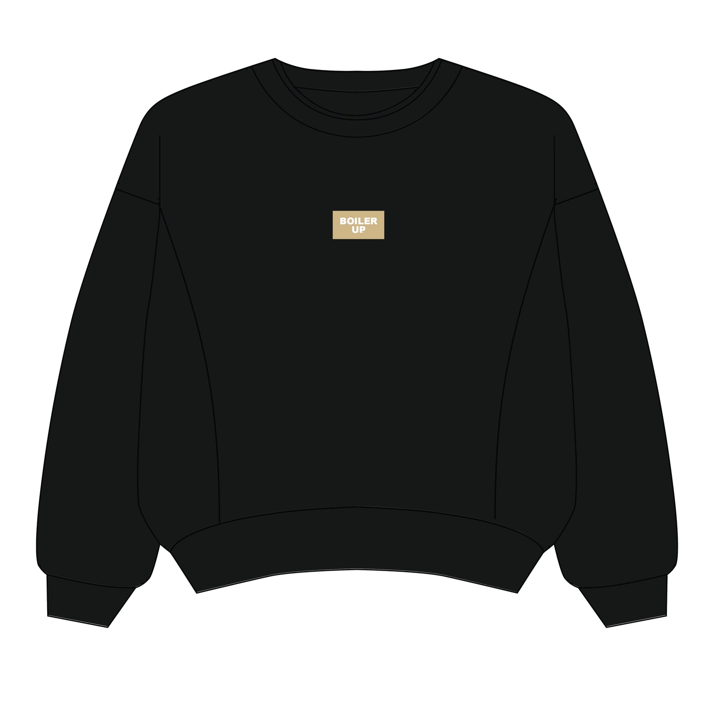The Molly Corded Crew Boiler Up Woven Label | Black