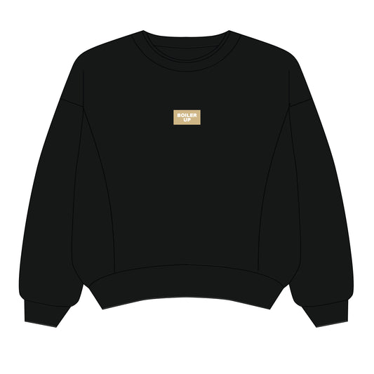 The Molly Corded Crew Boiler Up Woven Label | Black