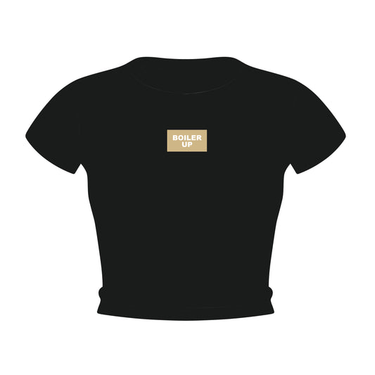 The Raegan Ribbed Baby Tee Boiler Up Woven Label | Black
